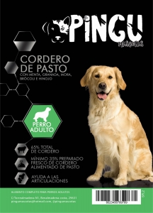 PINGU ADULTO CORDERO DE PASTO CON MENTA,GRANADA,MORA,BROCOLI E HINOJO 2KG