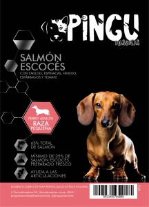 PINGU ADULTO RAZA PEQUEA SALMON ESCOCES CON ENELDO,ESPINACAS,HINOJO,ESPARRAGOS Y TOMATE 2KG